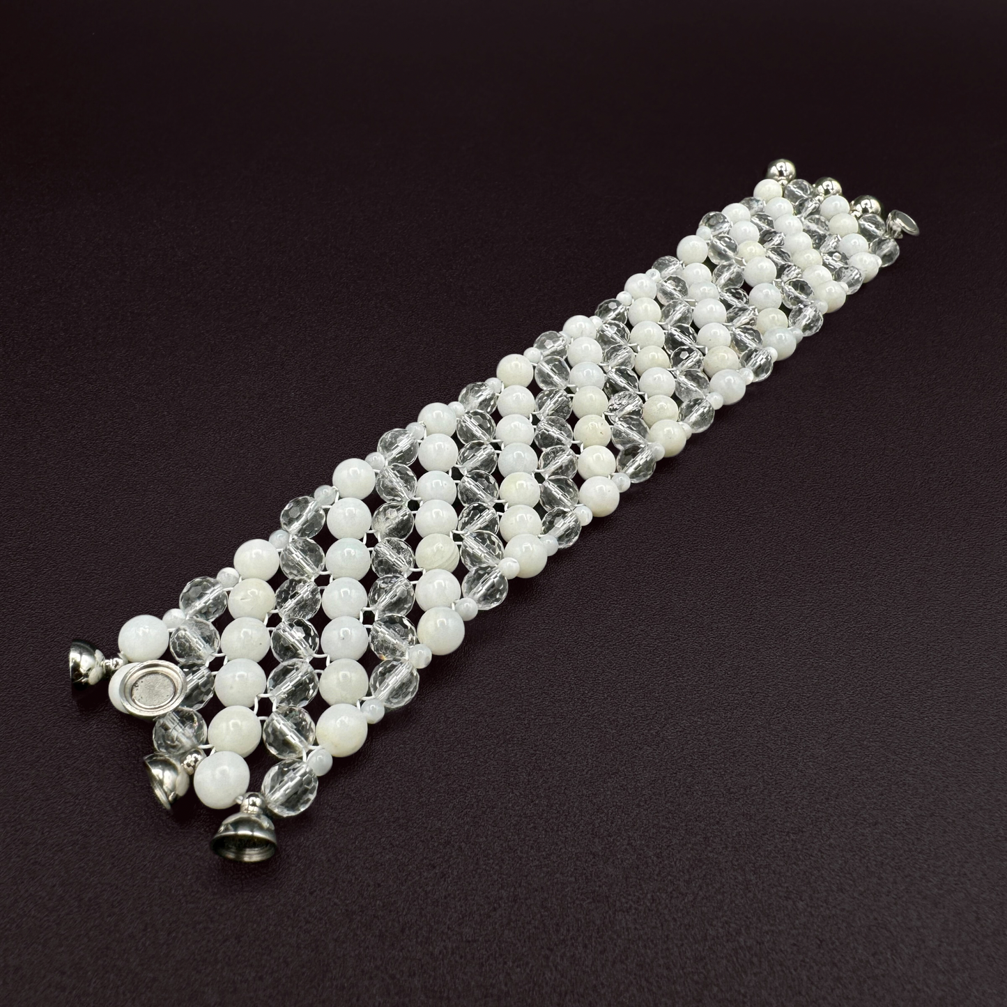 SAHARA S4 Bracelet in White Shell + Clear Quartz