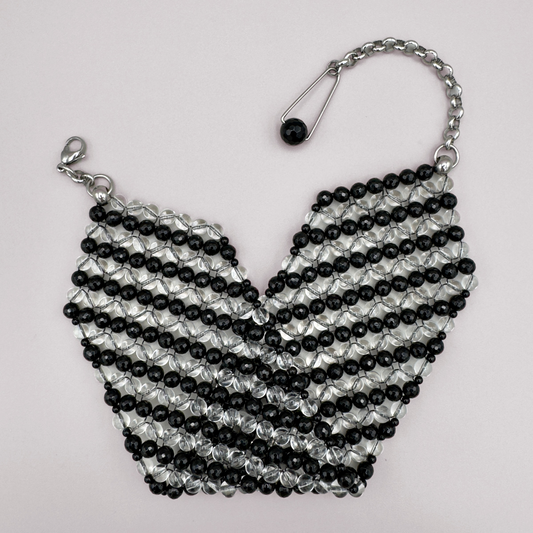 SAHARA S8 Choker in Black Onyx + Clear Quartz