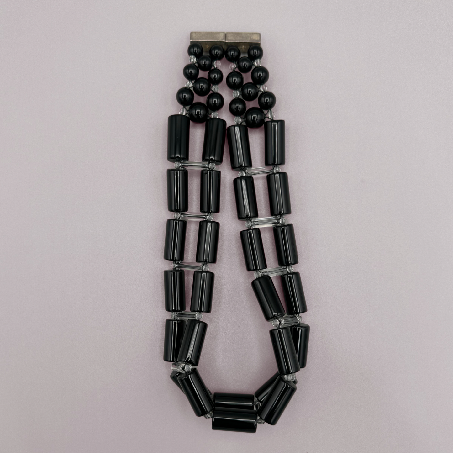 Black Onyx + Clear Quartz Necklace