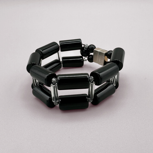 Black Onyx + Clear Quartz Bracelet