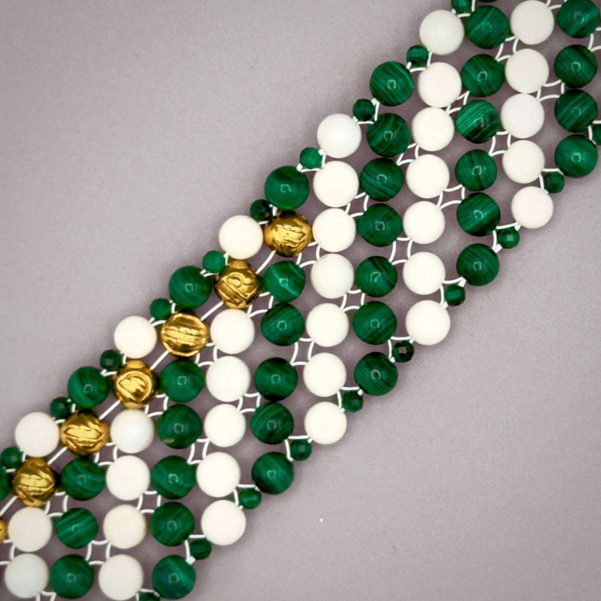 SAHARA S2 Bracelet, Striped, Malachite + White Shell