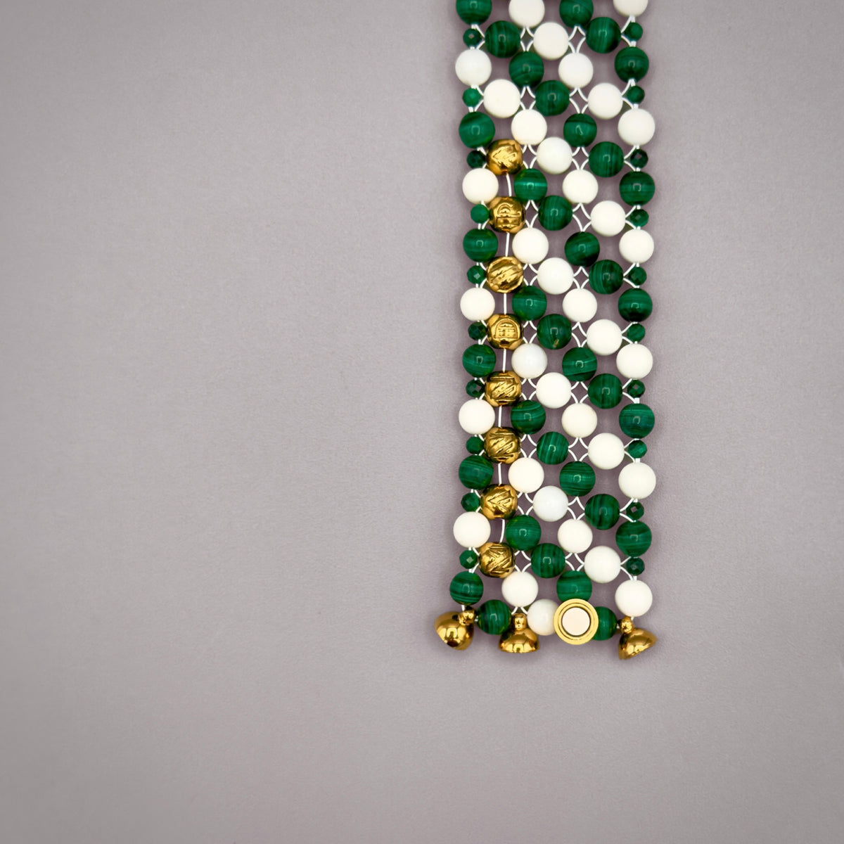 SAHARA S2 Bracelet, Striped, Malachite + White Shell