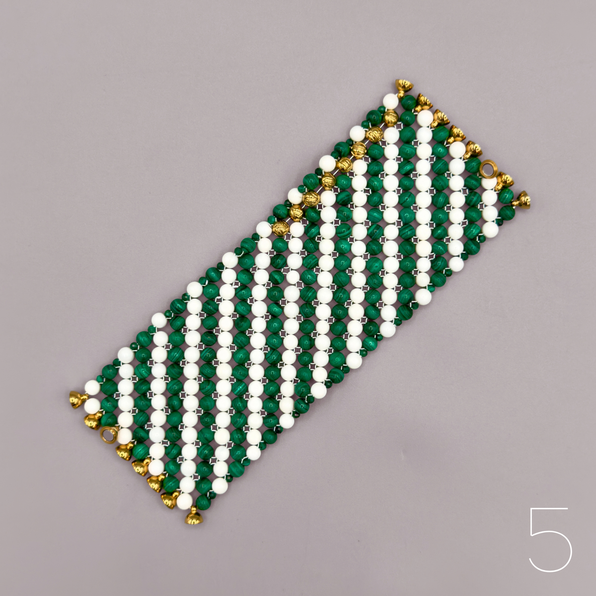 SAHARA S5 Bracelet, Striped, Malachite + White Shell
