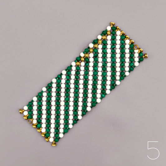 SAHARA S5 Bracelet, Striped, Malachite + White Shell