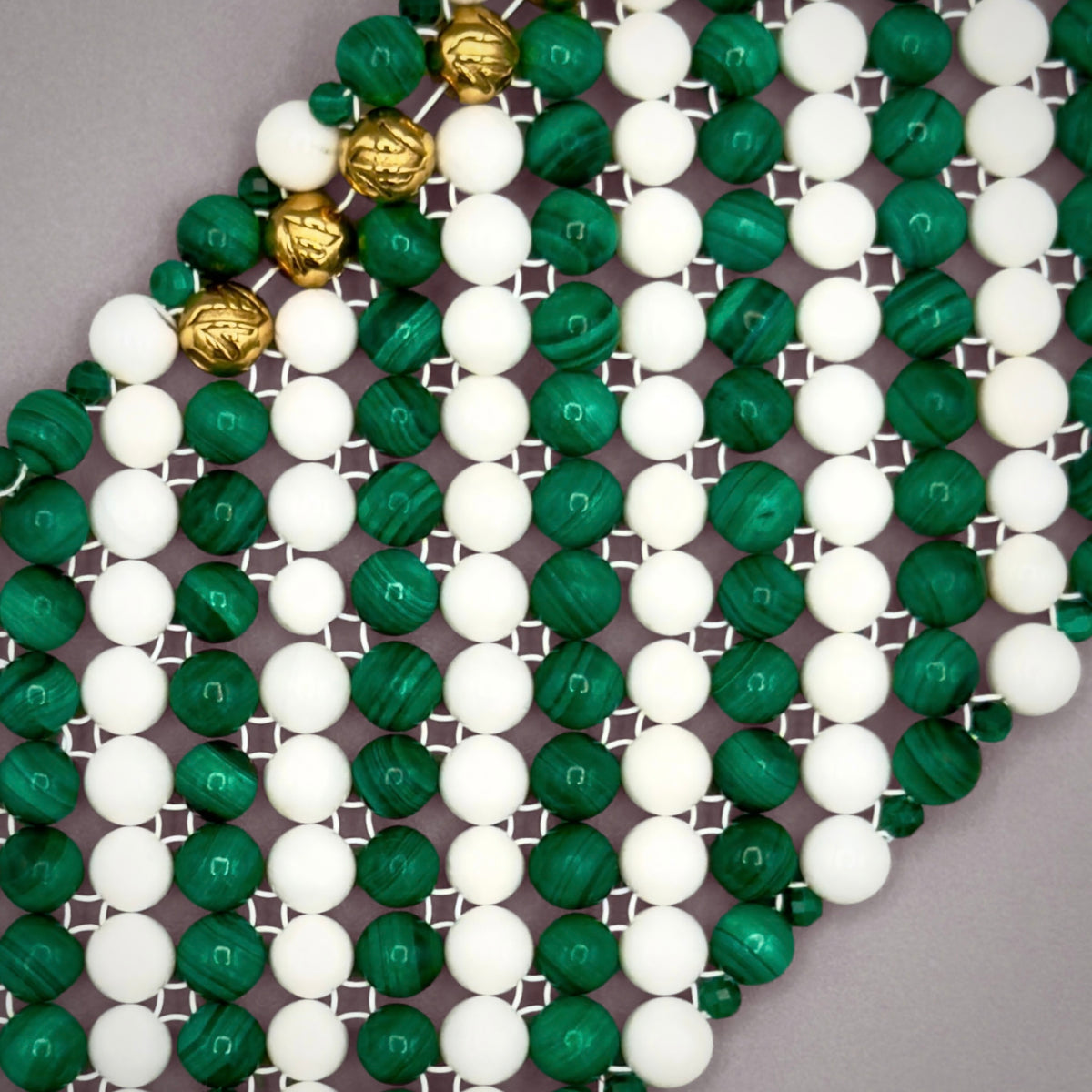 SAHARA S5 Bracelet, Striped, Malachite + White Shell