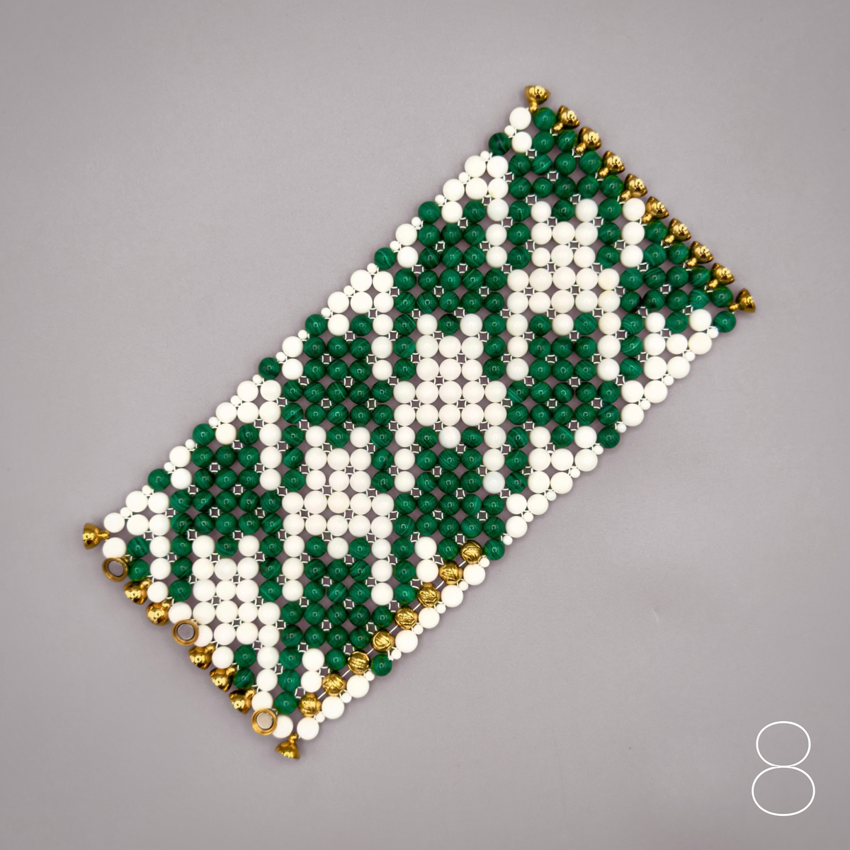 SAHARA S8 Bracelet, Classic Tooth, Malachite + White Shell