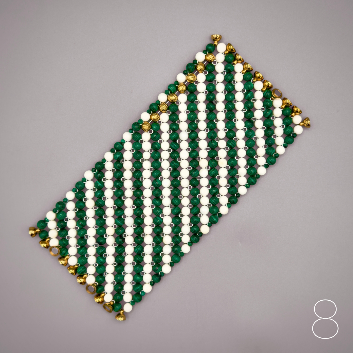 SAHARA S8 Bracelet, Striped, Malachite + White Shell