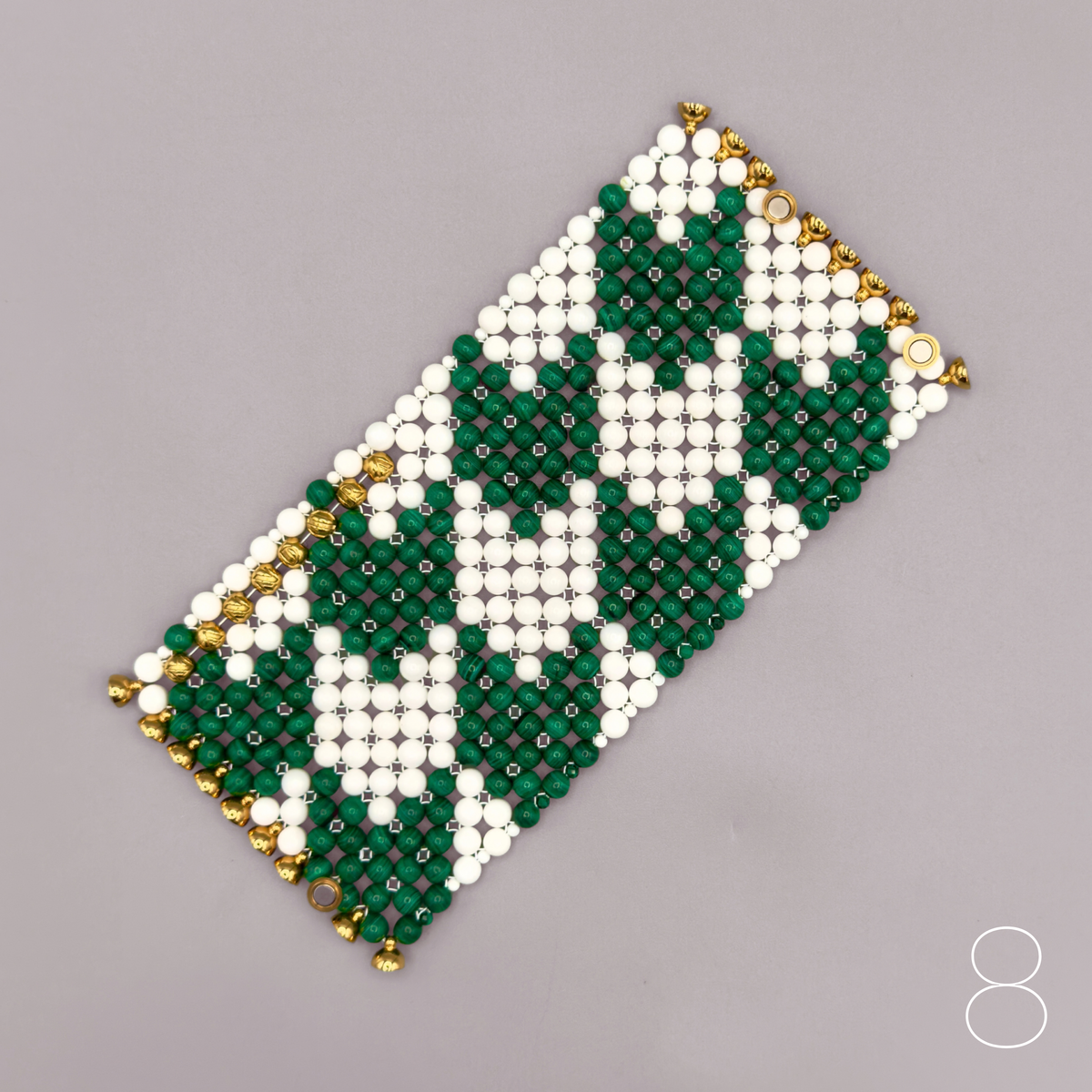SAHARA S8 Bracelet, Modern Tooth, Malachite + White Shell