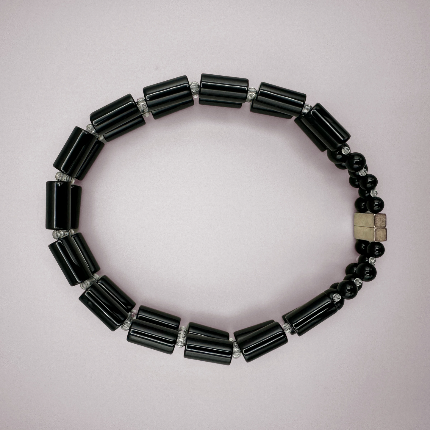 Black Onyx + Clear Quartz Necklace