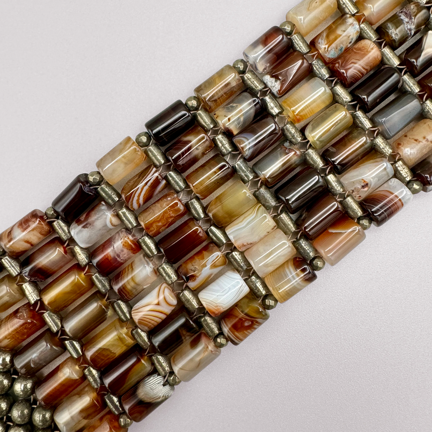 Brown Agate + Pyrite Bracelet