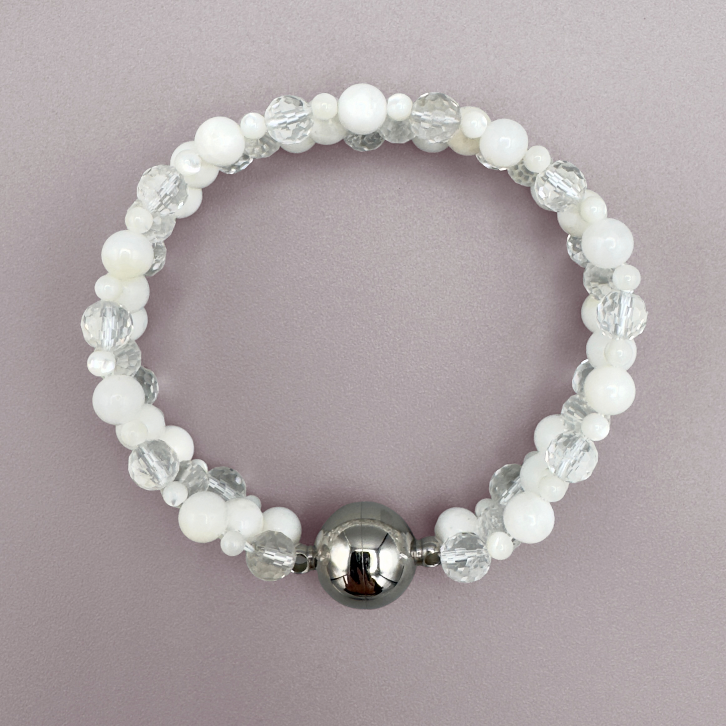 SAHARA S2 Bracelet in White Shell + Clear Quartz