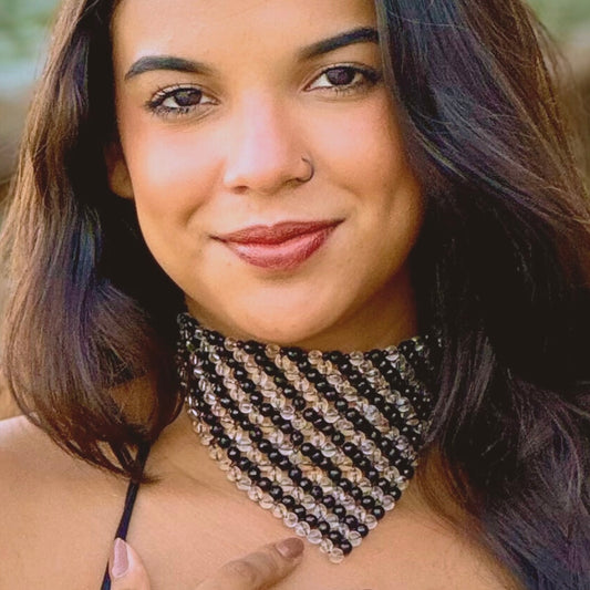 SAHARA S12 Choker in Black Onyx + Clear Quartz