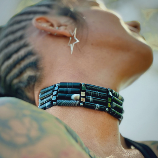 Black Sardonyx + Hematite Choker