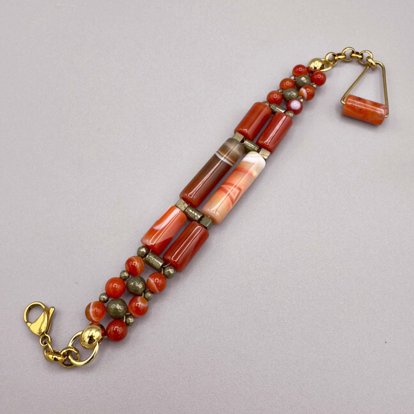 Bracelet in Red Sardonyx + Pyrite