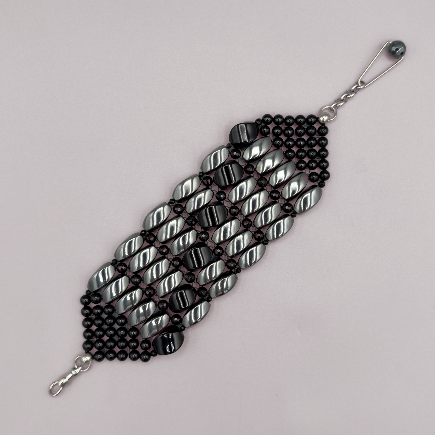 OOAK #20 Bracelet in Hematite + Black Onyx