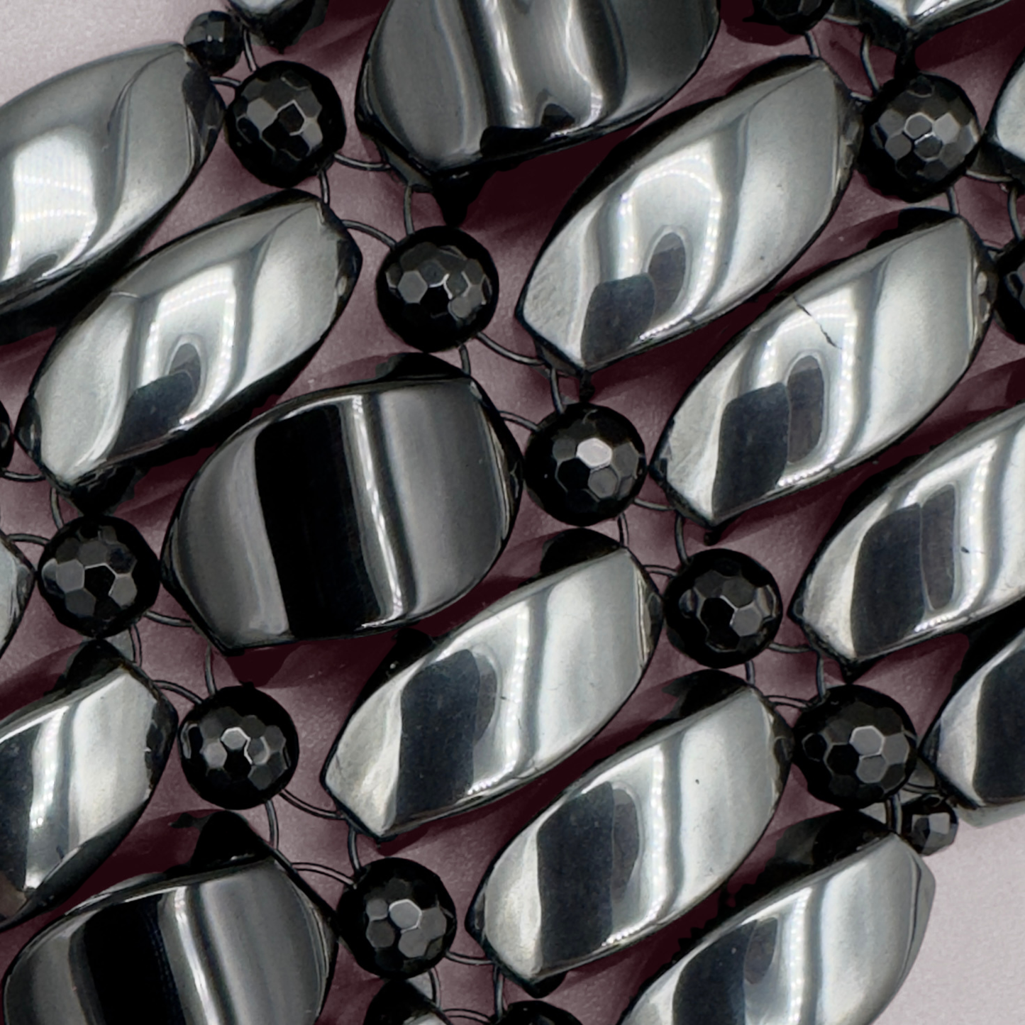 OOAK #20 Bracelet in Hematite + Black Onyx
