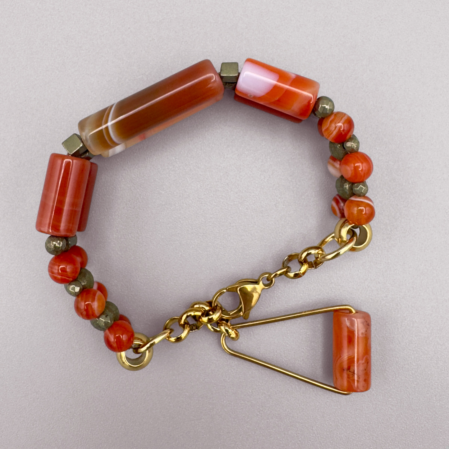 Bracelet in Red Sardonyx + Pyrite