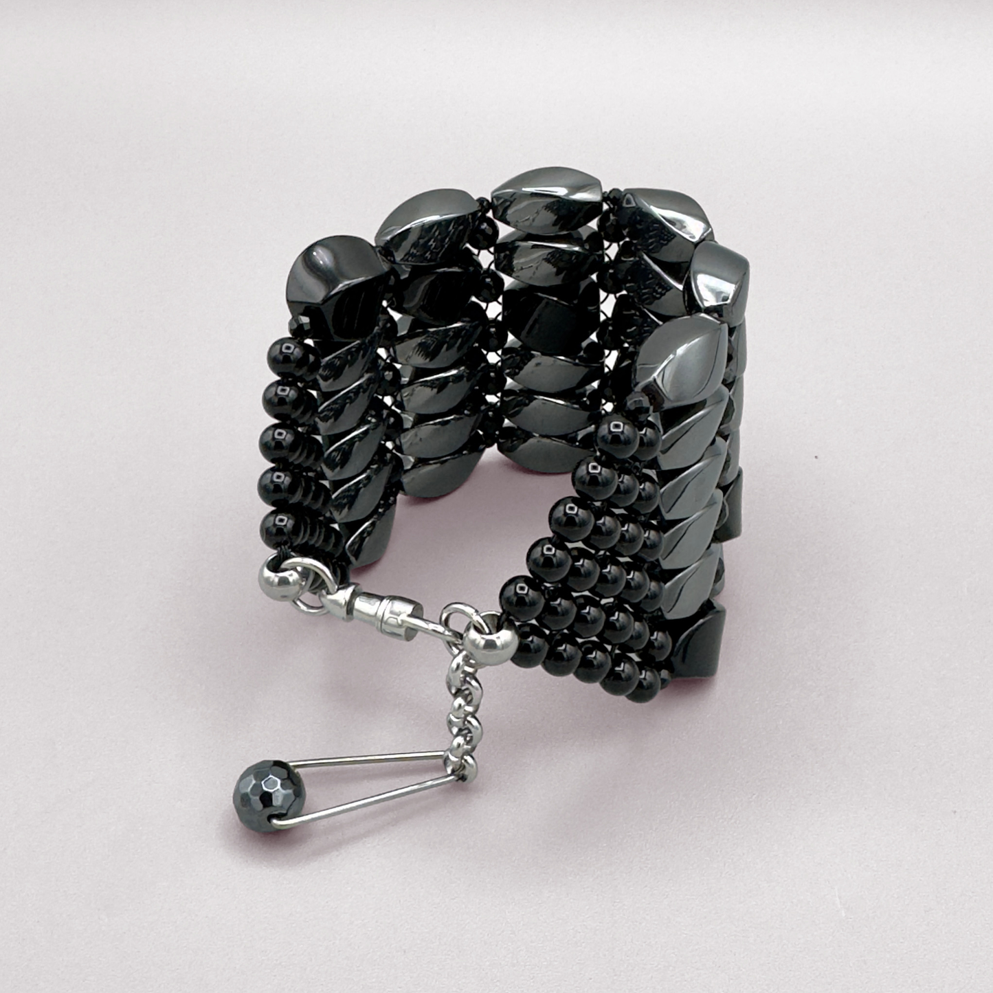 OOAK #20 Bracelet in Hematite + Black Onyx