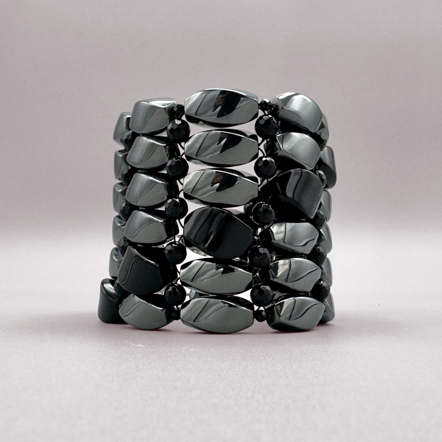OOAK #20 Bracelet in Hematite + Black Onyx