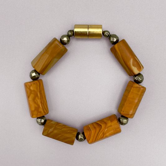 Wood Jasper + Pyrite Bracelet