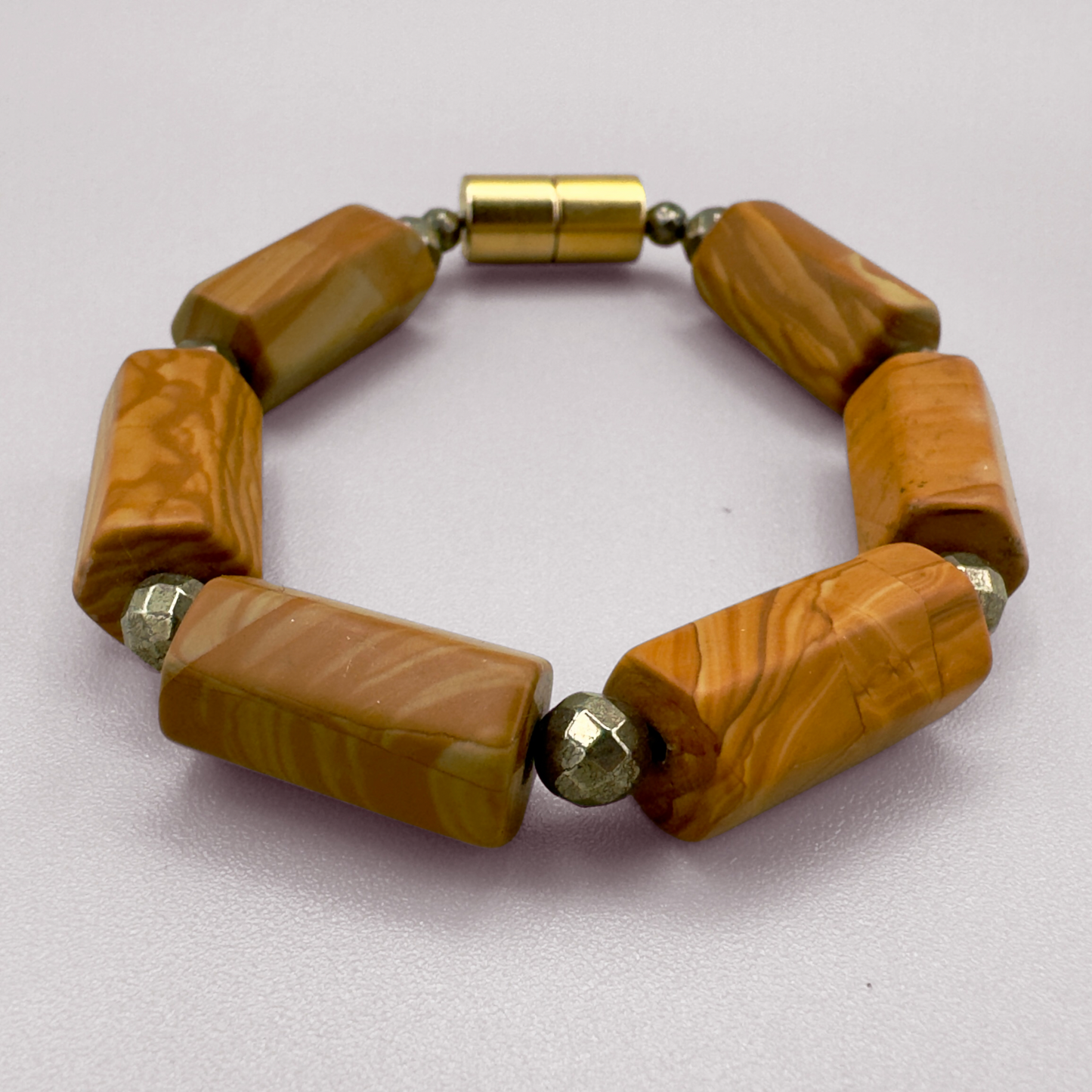 Wood Jasper + Pyrite Bracelet