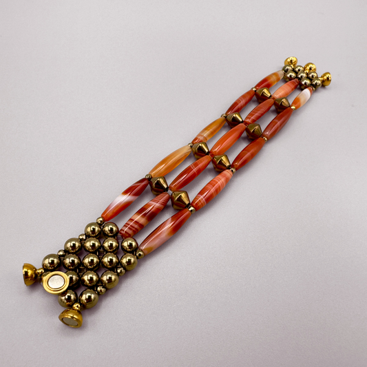 Red Sardonyx + Gold Bracelet