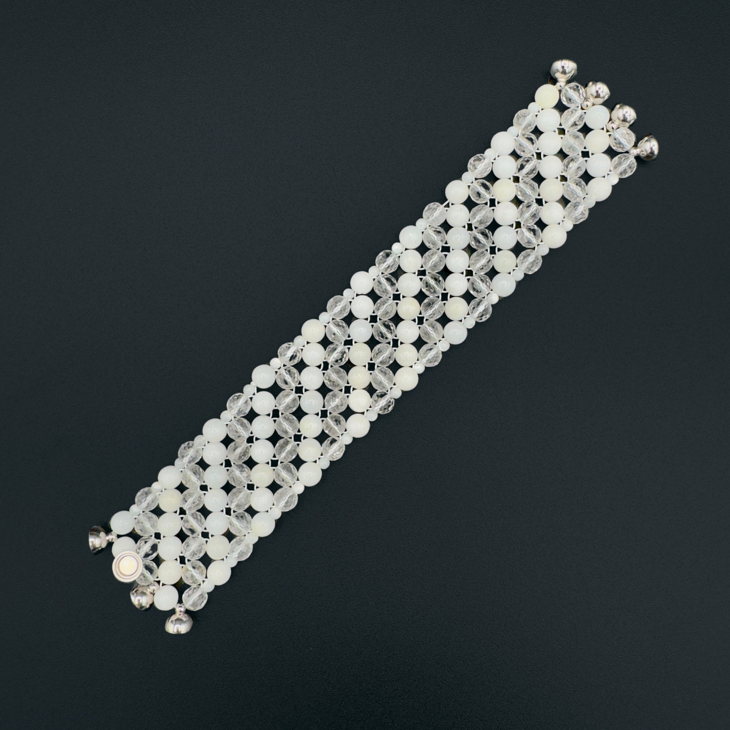 SAHARA S4 Bracelet in White Shell + Clear Quartz