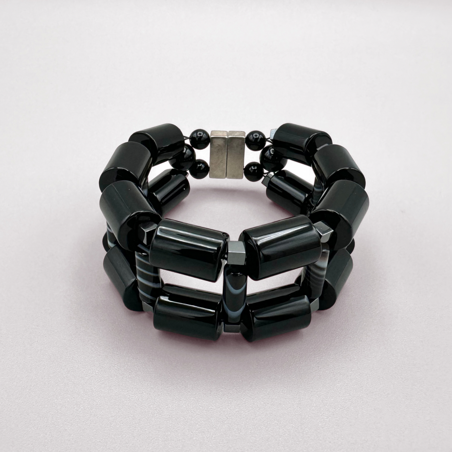 Black Onyx + Black Sardonyx Bracelet