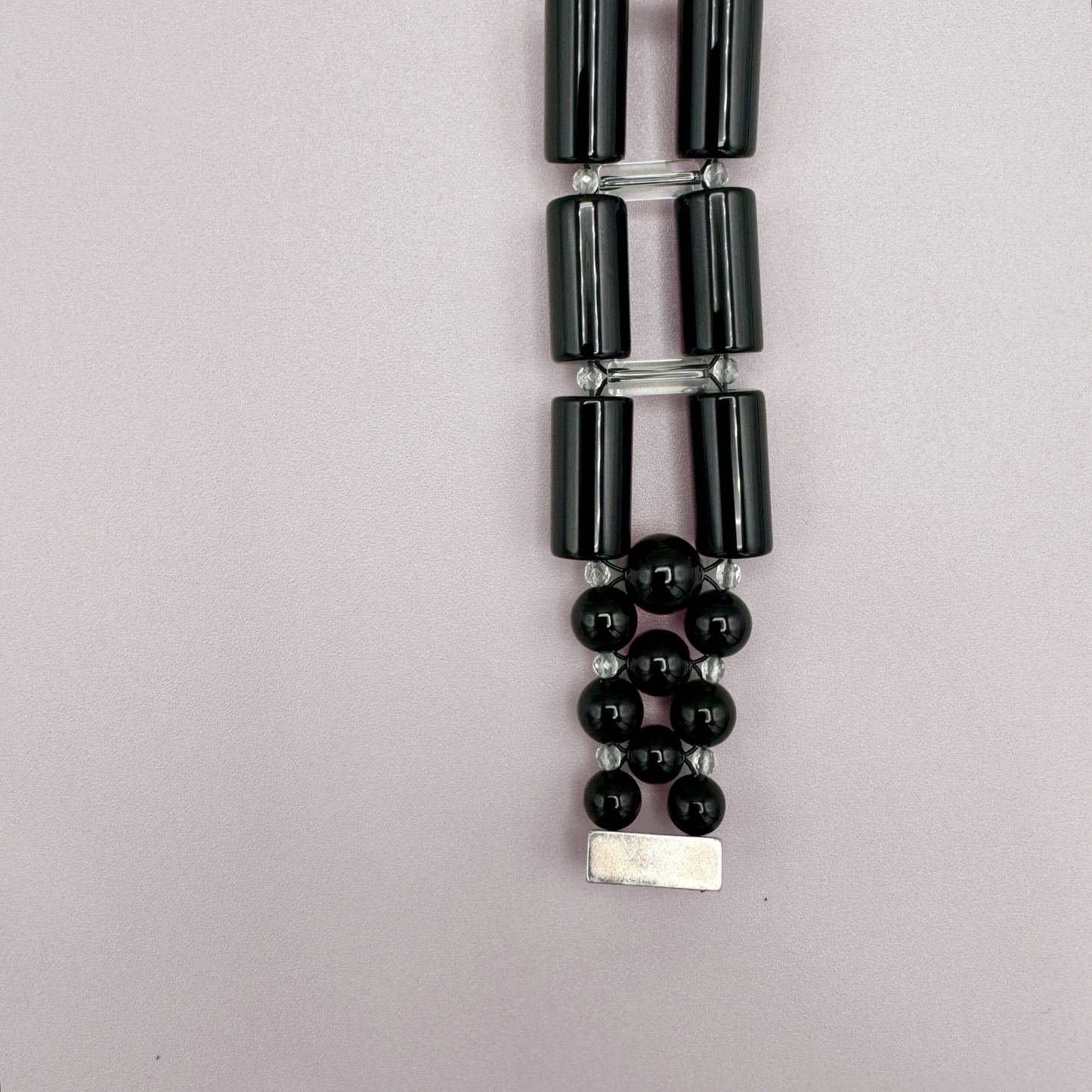 Black Onyx + Clear Quartz Necklace