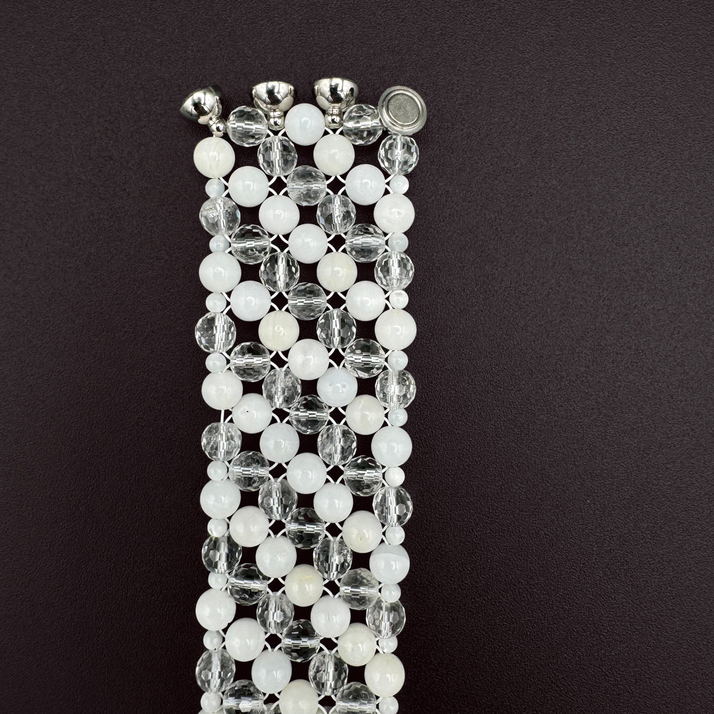 SAHARA S4 Bracelet in White Shell + Clear Quartz