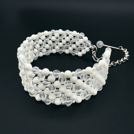 SAHARA S4 Choker in White Shell + Clear Quartz