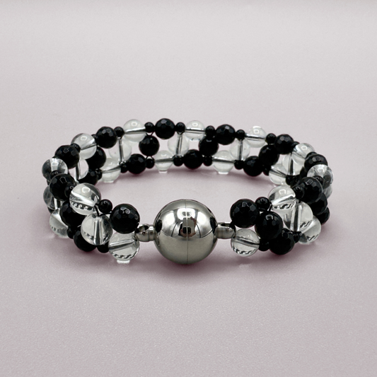 SAHARA S2 Bracelet in Black Onyx + Clear Quartz
